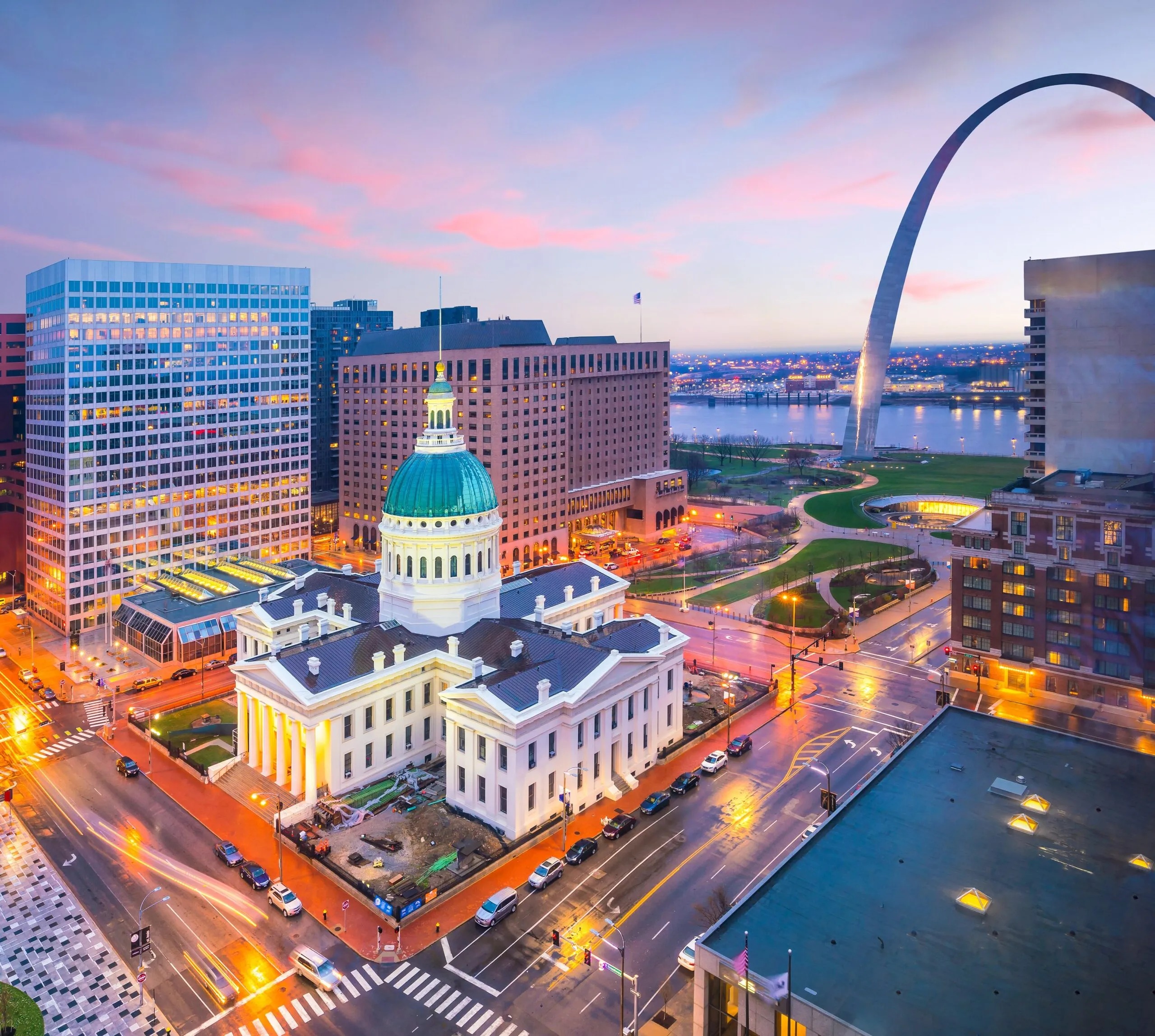 Downtown St Louis commercial roofing service area